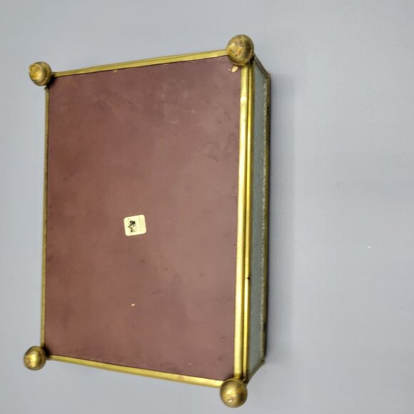 Vintage Flambro Glass Jewelry Box Etched Butterfly Design Brass Frame Taiwan - Picture 13 of 16